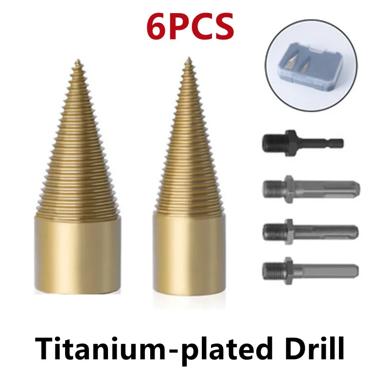 

6 шт., сплиттер для древесины, сверло с круглым/шестигранным/квадратным хвостовиком, конусный расширитель для древесины, перфоратор, ступенч...