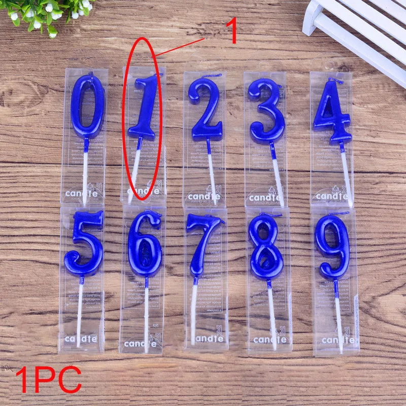 

Birthday Candles Number 0-9 Blue Kids Birthday Candles for Cake Decoration Party Supplies Cake Topper Glitter Candle