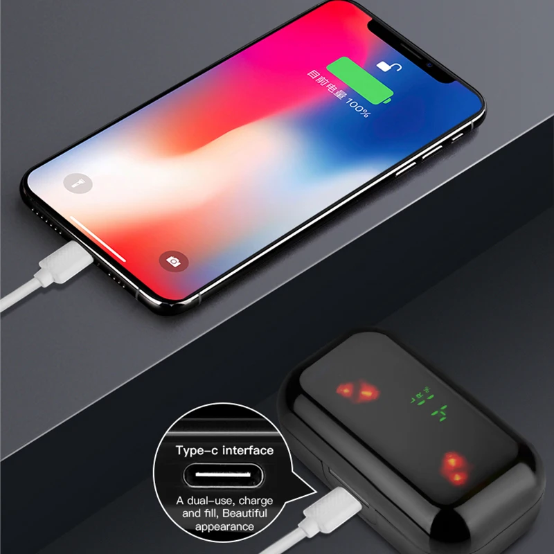 Bluetooth наушники беспроводные 5 0 Hi-Fi гарнитура F6 TWS 1500 мАч зарядная коробка IPX5