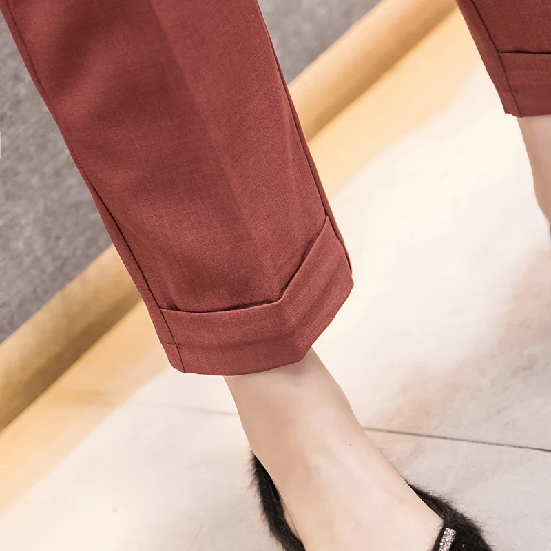 REALEFT Women's Elegant OL Style High Waist Women Harem Pant Sashes Work Business Trousers Casual Female Pants Mujer 2019 New | Женская