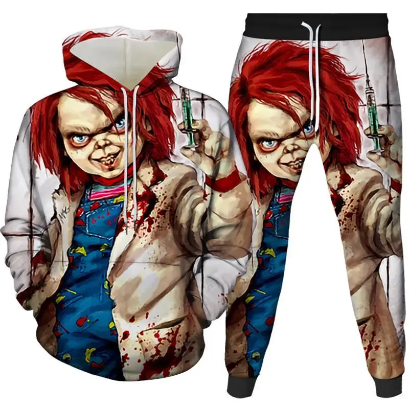 SHIYIKU Movie Chucky 3D Hoodies Brand Mens Fashion Joker Zipper Clown Jacket Hoody Hooded Sweatshirts Outerwear Plus Size Suit