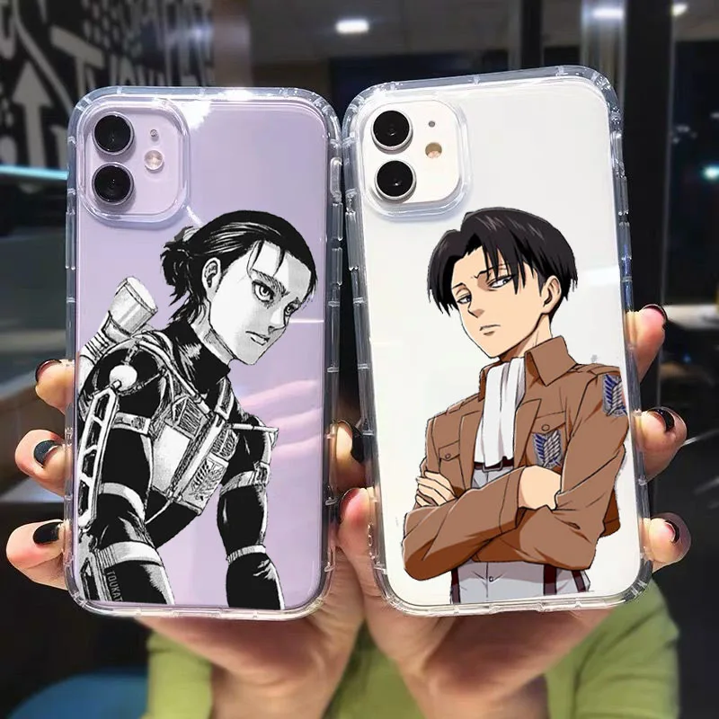 

GYKZ Anime Japan Attack On Titan Clear Phone Case For iPhone 13 11 Pro 12 XS MAX 7 X SE20 XR 6 8Plus Shockproof Soft Cover Capa