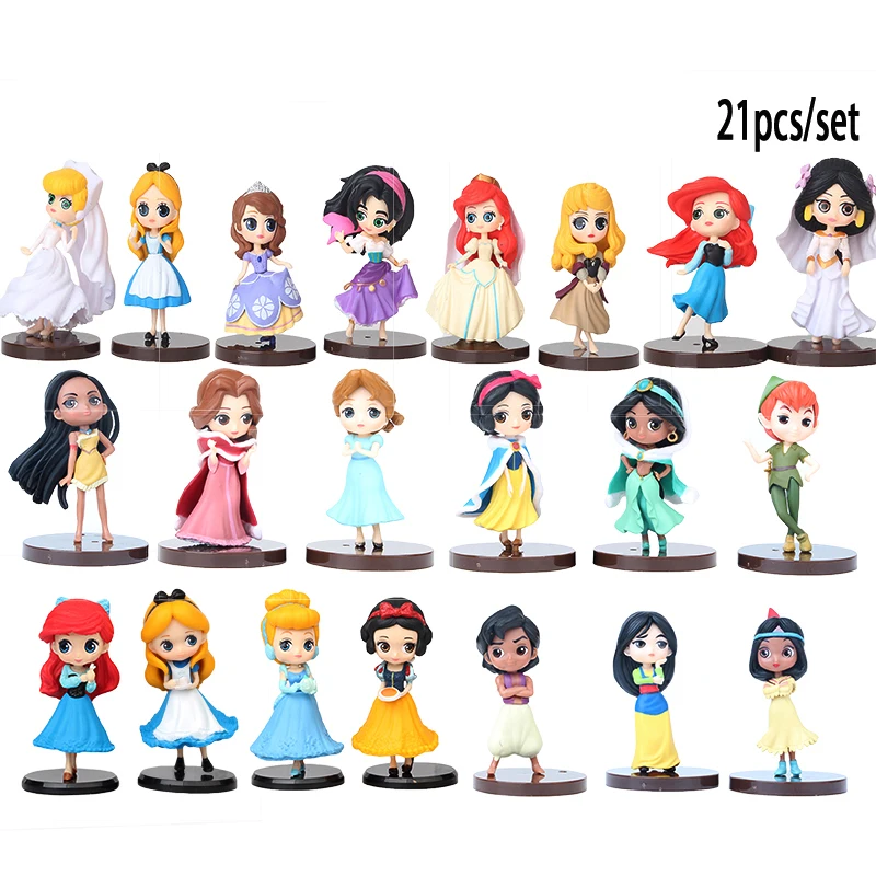 21pcs-set-HF Disney 20 шт./компл. принцесса фигурки игрушки Рапунцель, Белоснежка Золушки Белоснежки Фея Рапунцель украшением в виде мягкой игрушки кролика Детский подарок - Цвет: 21pcs-set-HF