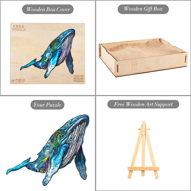 

Unique Wooden Puzzles Whale Puzzle Board Set Toys Wooden Jigsaw Puzzle For Adults Kids Interactive Educational Games DIY Gifts