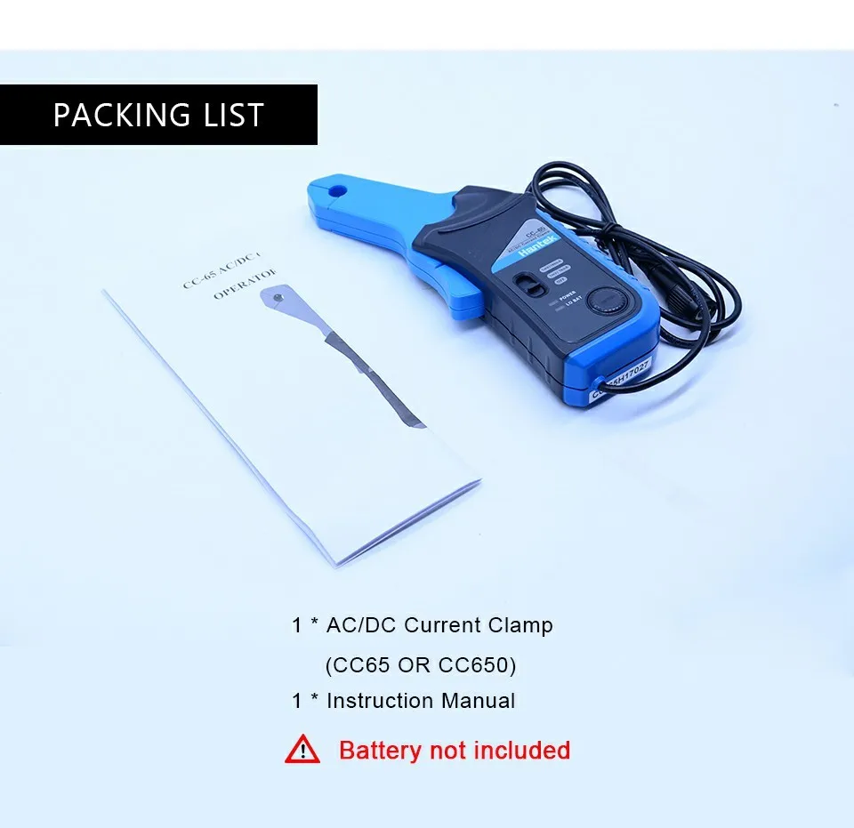 Hantek CC65 AC/DC токовые клещи для осциллографа CC-65 20 кГц полоса пропускания 1МВ/10мА 65А с BNC/разъем типа банан