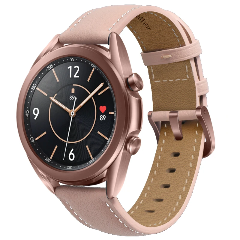 Ремешок кожаный для Samsung Galaxy Watch 3 41 45 мм сменный Браслет наручных часов Huawei GT2 46 22 20
