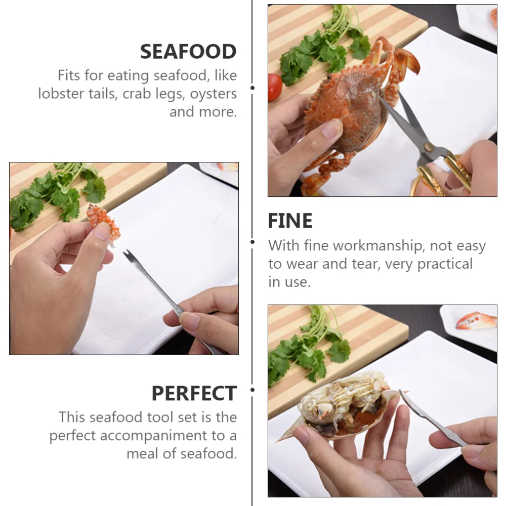 

1 set of 8pcs Seafood Eating Tools Eating Crab Tools Lobster Crab Spoon Fork