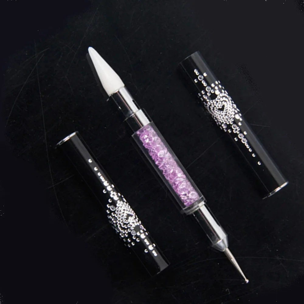 

BQAN Black Dual-ended Nail Dotting Pen Crystal Beads Handle Rhinestone Dazzling Studs Picker Wax Pencil Manicure Nail Tools