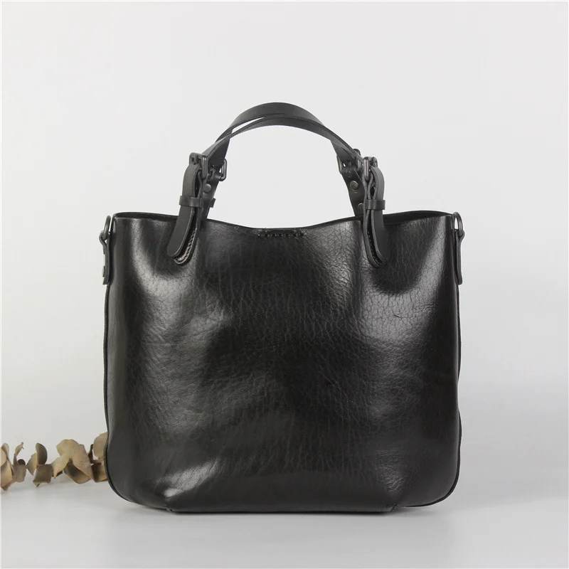 

Leather women's messenger bag art contrast Tote Bag ins head layer vegetable tanned leather portable single shoulder bag