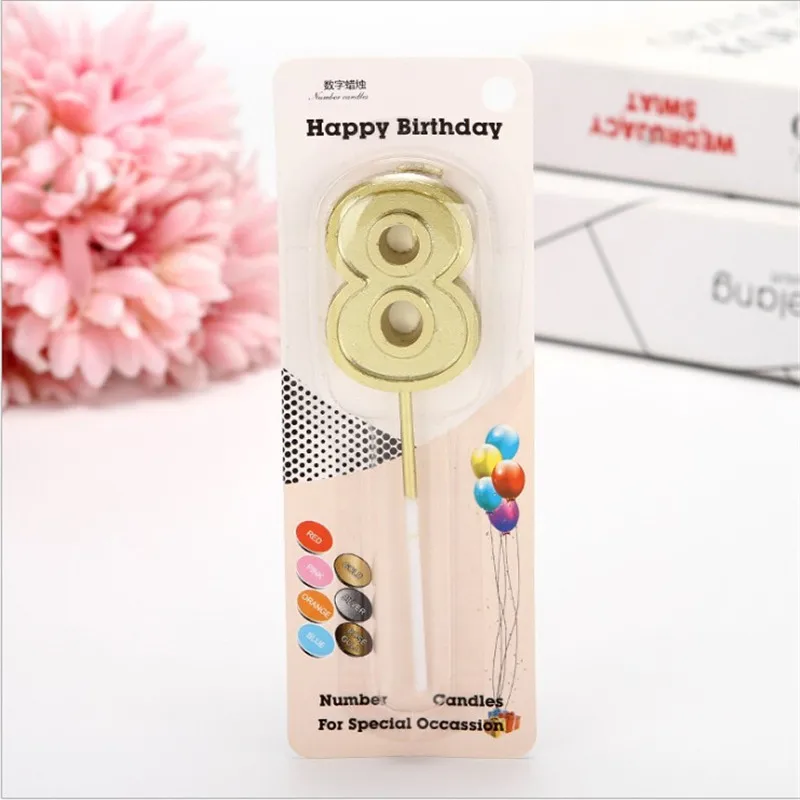 Gold 8 Cakelove 1 шт. 0-9 Золотые свечи-цифры на день рождения для дня рождения свечи номер 0-9 свечи для торта топпер для детей - Цвет: Gold 8