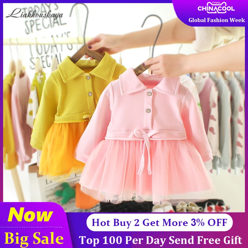 Платье принцессы для новорожденных девочек зимние детские платья с длинными