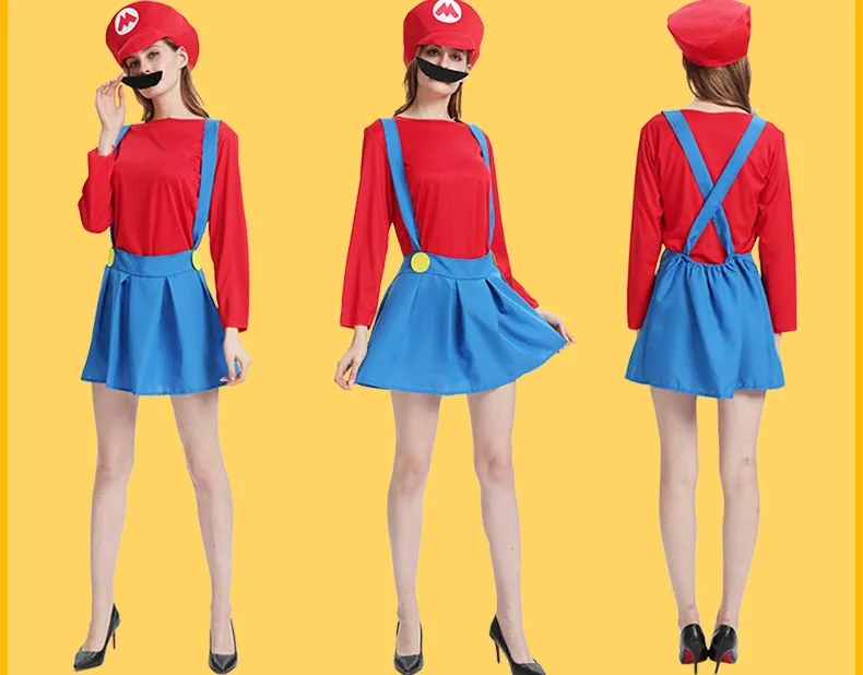 Взрослый Хэллоуин Супер Марио Детский костюм косплей семья Funy Luigi Bros сантехник Пурим костюм нарядное платье Рождественские Вечерние