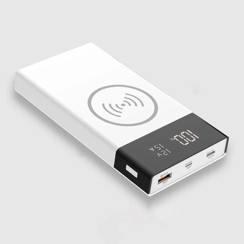 QC 3 0 цифровой дисплей Беспроводная зарядка внешний аккумулятор корпус 20000 мАч Type C