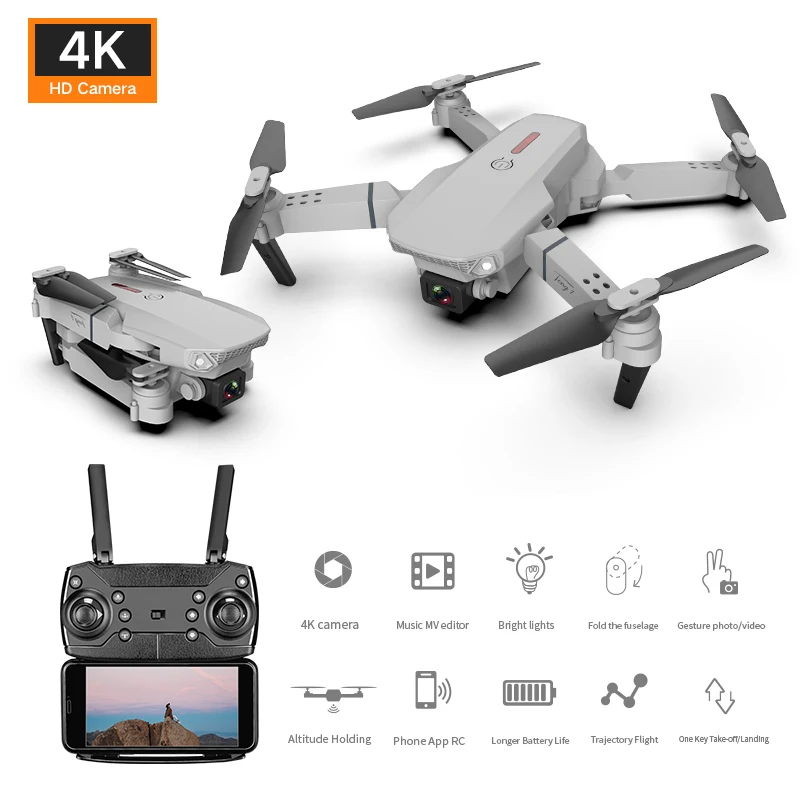 

E88 Pro Drone 4K Profesional HD Dual Camera Visual Positioning RC Quadcopter WiFi FPV Height Hold Foldable Wide-angle Airplane