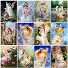 Картина ангельская девушка, 5D алмазная живопись, искусственная вышивка, религиозная Алмазная вышивка, пейзаж, полная Алмазная мозаика 1Ts09