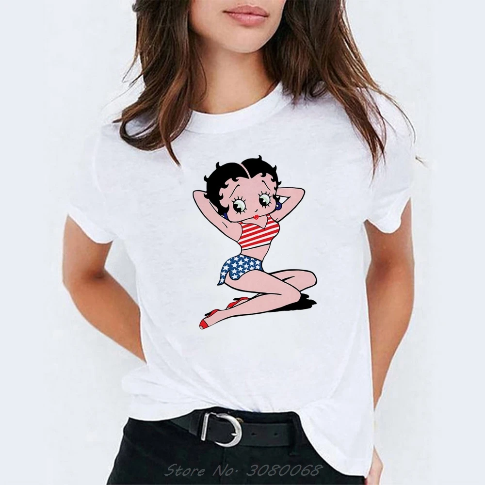 Betty Boop футболка женская летняя Эстетическая женская одежда футболка с Микки Маусом Женская Модная стильная женская футболка