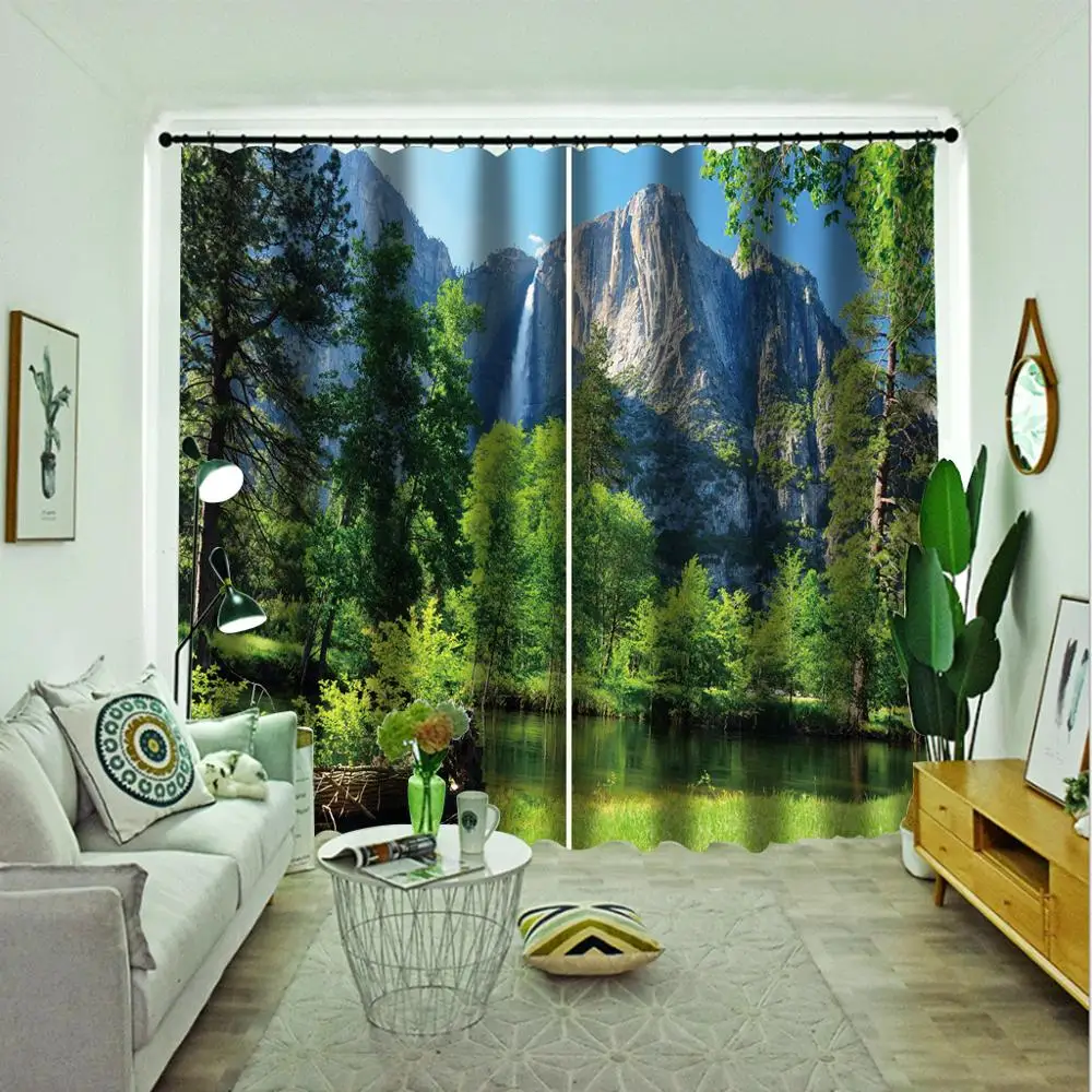 

Custom 3d nature scenery Blackout Curtains Kitchen Curtain Drapes Decoration Living Room Bedroom Curtains Drapes