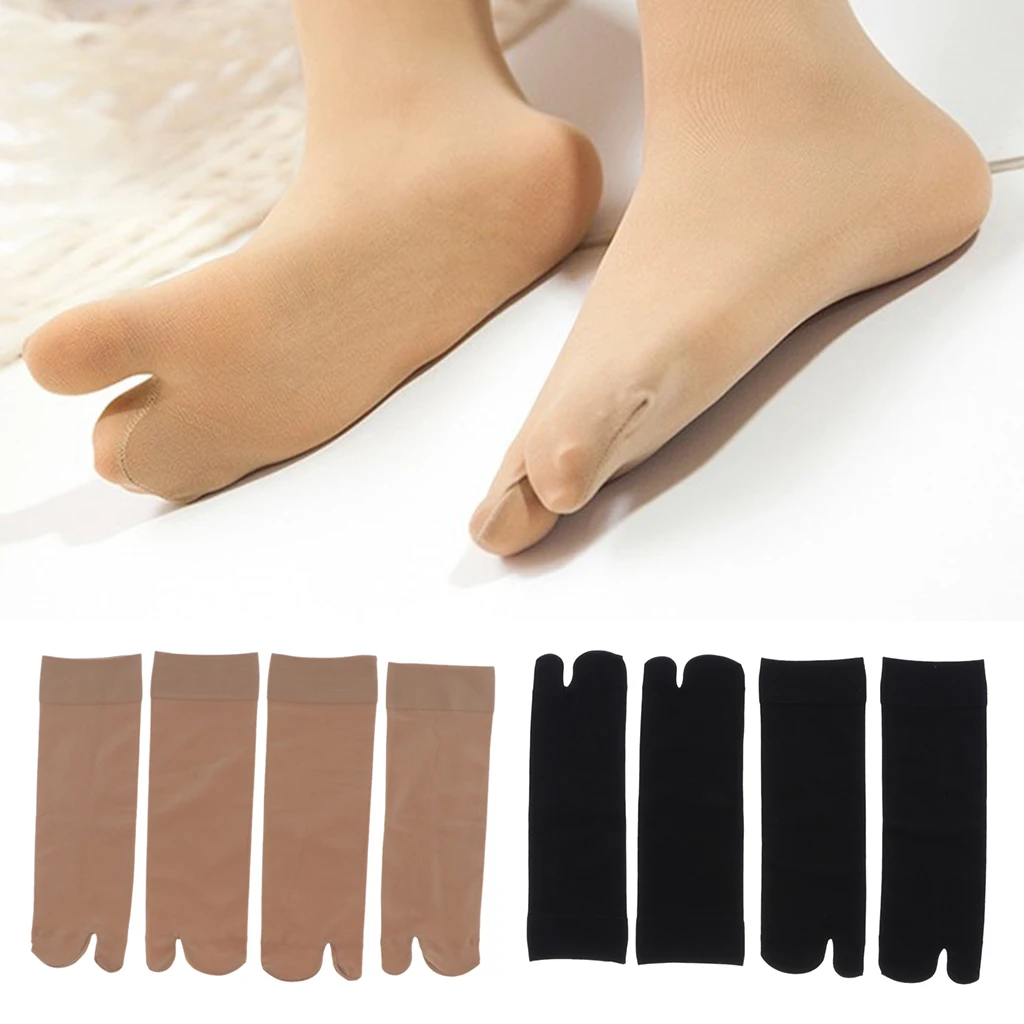 2 Pair Women's Silky Tabi Flops Sports Socks Flats Non-Slip V Toe Socks