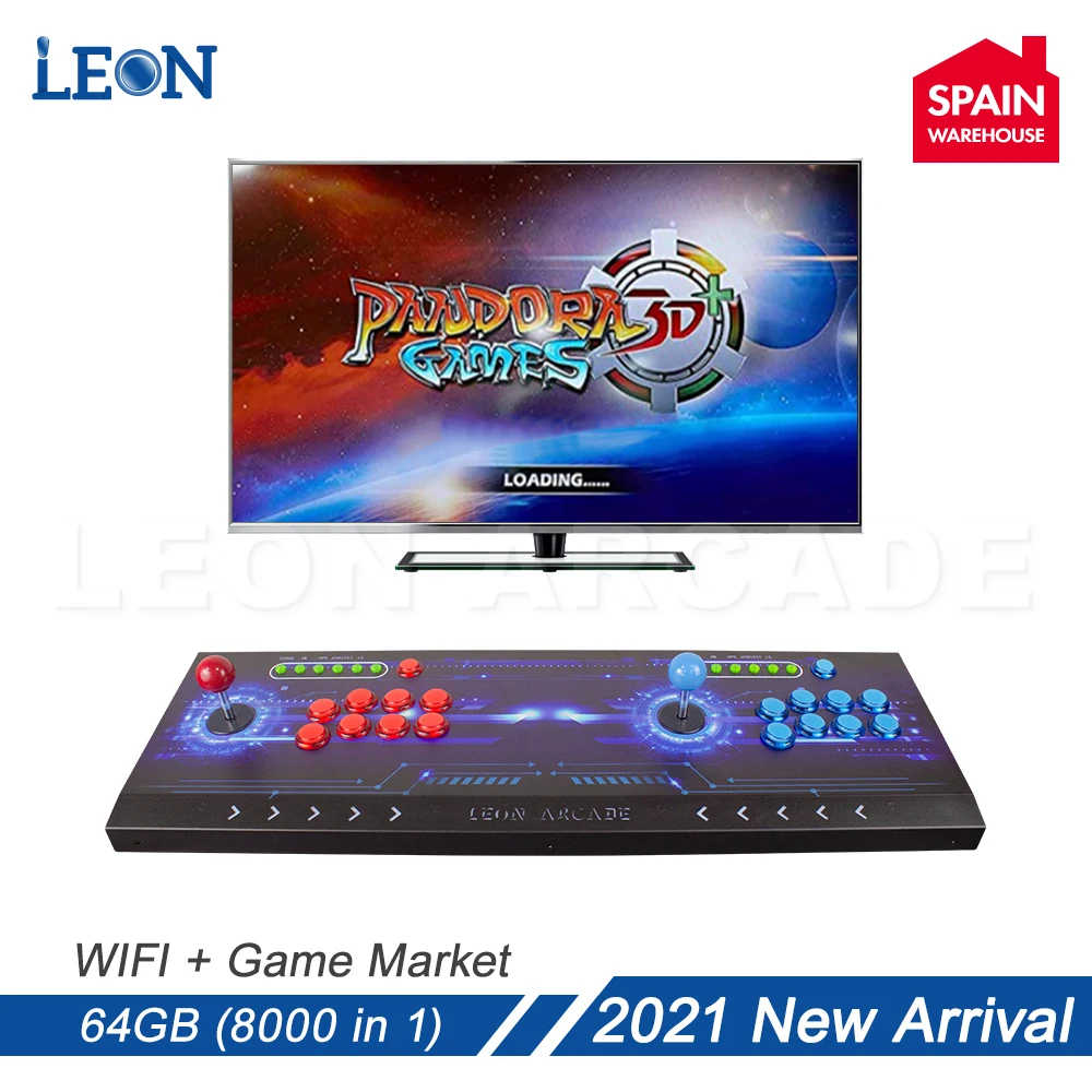 

LEON ARCADE Pandora Box 3d Wifi 8000 In 1 Support 4 Players Retro Arcade Game Console Cabinet Vga Hdmi Output Arcade Machine