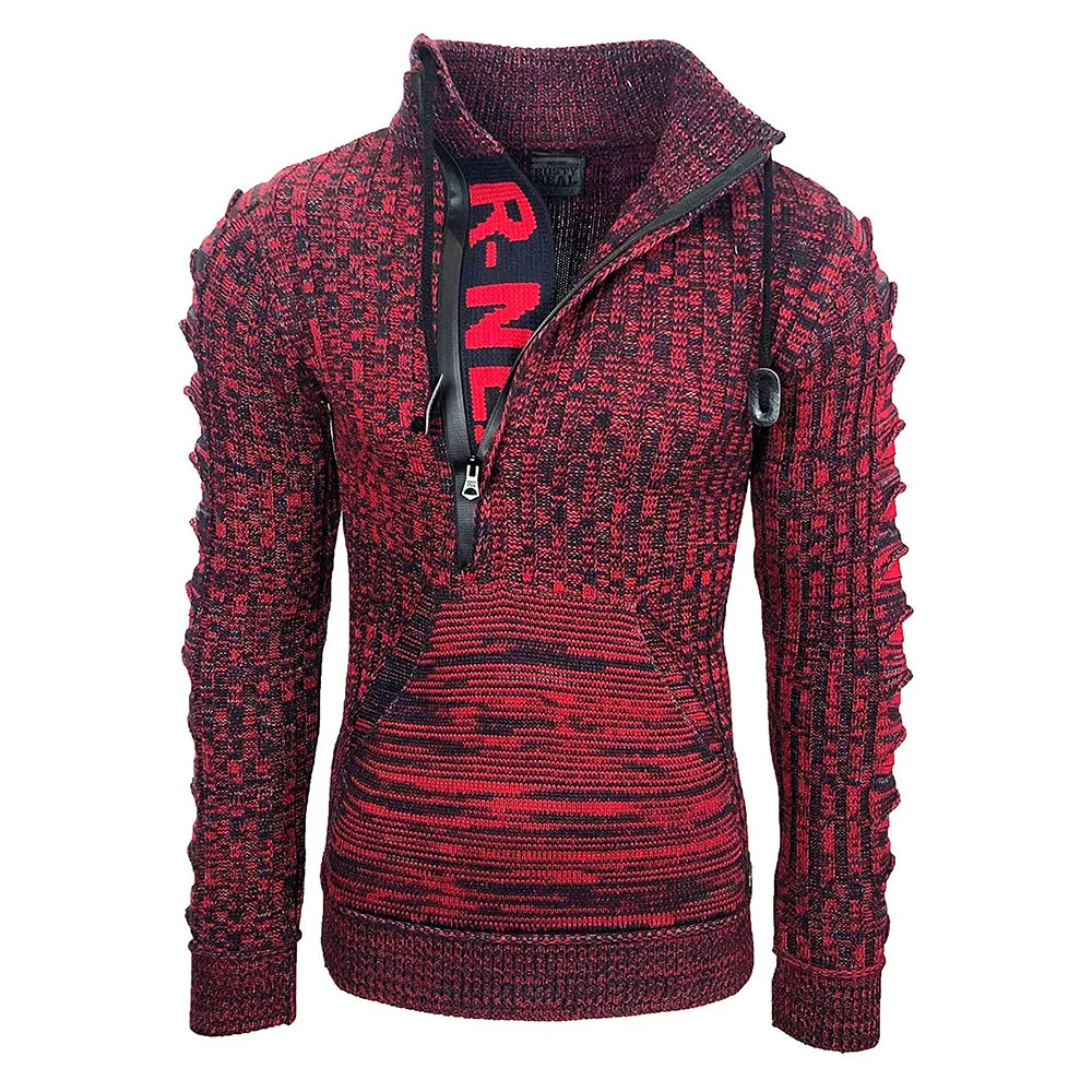 

Men Sweater Autumn Spring Long Sleeve Pullover Stand Collar Zipper Casual Oversize Jumper Fashion Thin Knitted Top Loose Young