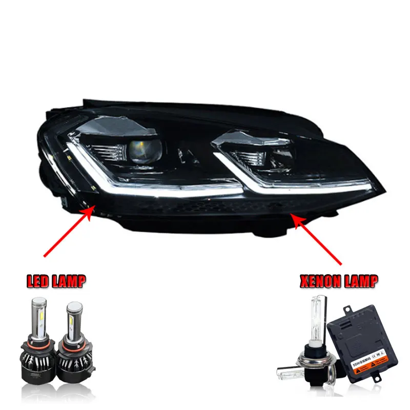 LED HighBeam 2 шт. автомобильный стиль светодиодный фары для golf 7 2013- для golf 7 Головной фонарь светодиодный DRL Объектив двойной луч H7 HID Xenon bi xenon объектив - Цвет: LED HighBeam