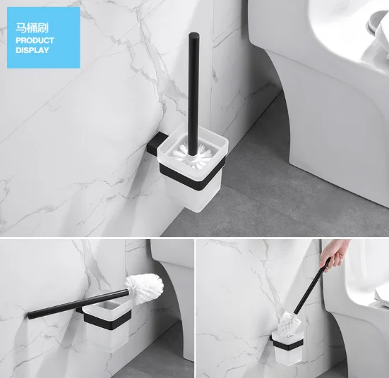 

Matte Black Bathroom Accessories Set Towel Bar Paper Towel Holder Toilet Brush Rack Glass Cup Soap Dish