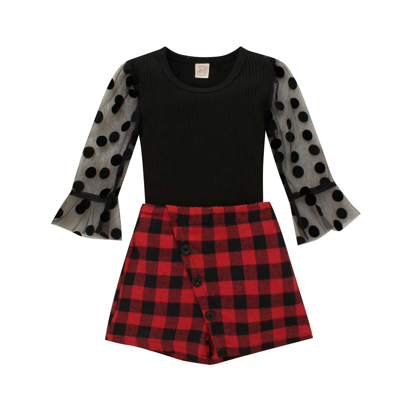 

Детский сетчатый комбинезон Pudcoco в горошек, с длинным рукавом