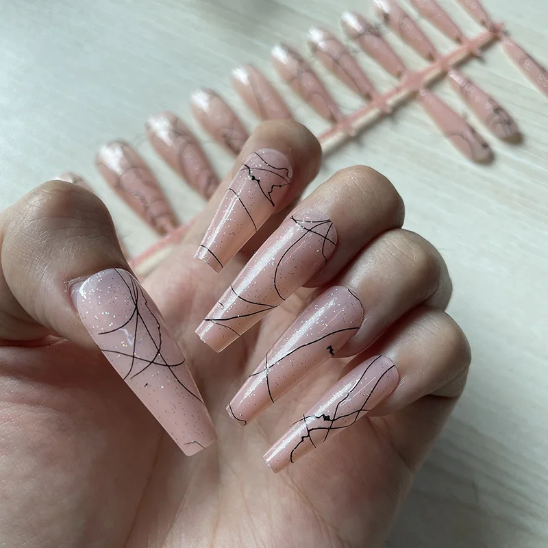 

30pcs False Nail Art Tips Full French Ballerina Fake Nail Line Colorful Coffin Acrylic UV Gel Salon Design Manicure Nails Art