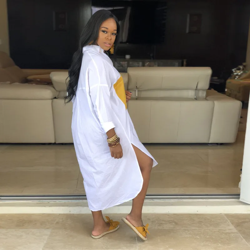 

2021 New women solid color hem pleated white dress elegant long sleeve chic vestidos business women clothing dresses