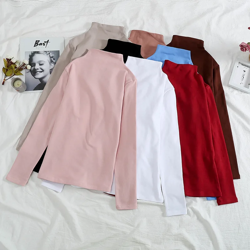 2020 Women's Sweater Tops Autumn Winter Long Sleeve Turtleneck Pullover Jumper Lady Solid Color Clothing WDC4087 | Женская одежда