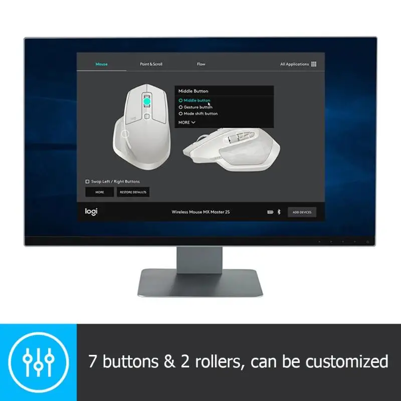 Беспроводная мышь logitech MX Master 2S 4000 dpi для зарядки USB Bluetooth игровая мышь 7 кнопок макро-определение лазерные мыши