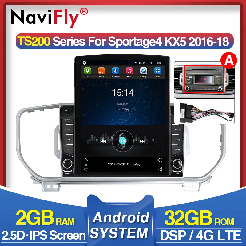 Автомагнитола NaviFly с вертикальным экраном Tesla 4G LTE IPS DSP для KIA KX5 Sportage 4 2016 2017 2018 Wi Fi