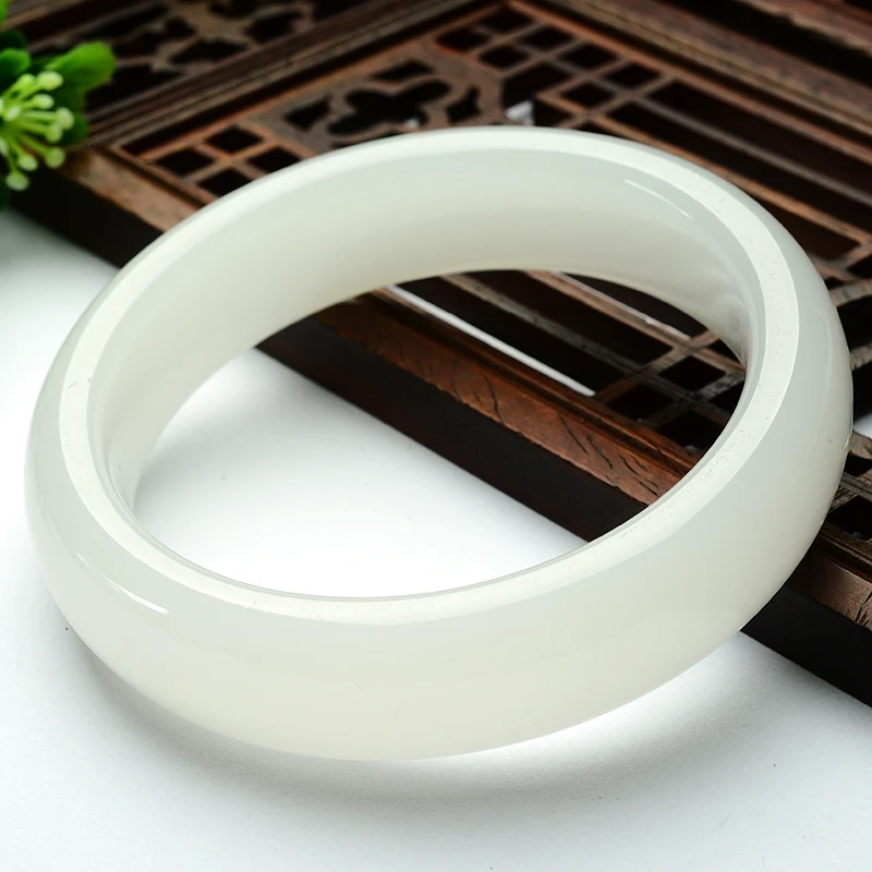 Натуральный белый нефритовый браслет Овечья толстая белая Нефритовая текстура