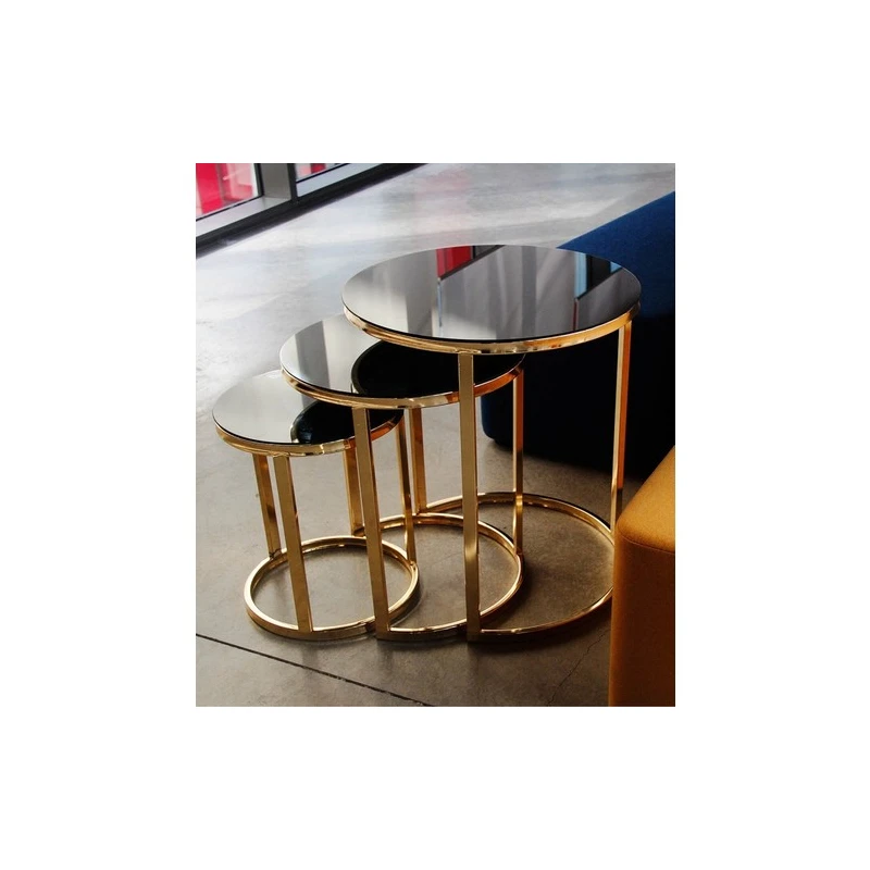 

Mirrored Gold Metal Nesting Table Modern Coffee Table for Homes From Turkey