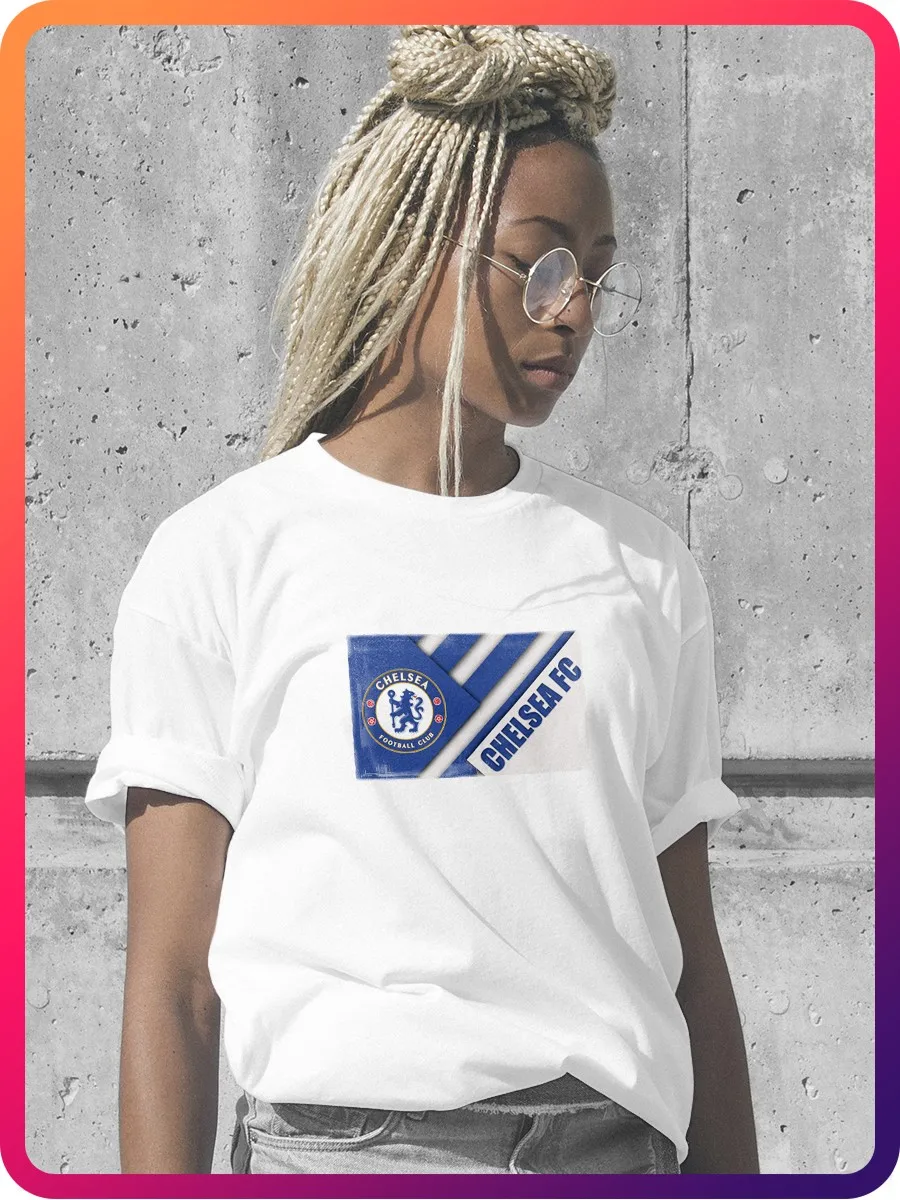 Футболка женская белая Челси (Chelsea футбол Сесар Аспиликуэта Марк Хьюз Хью