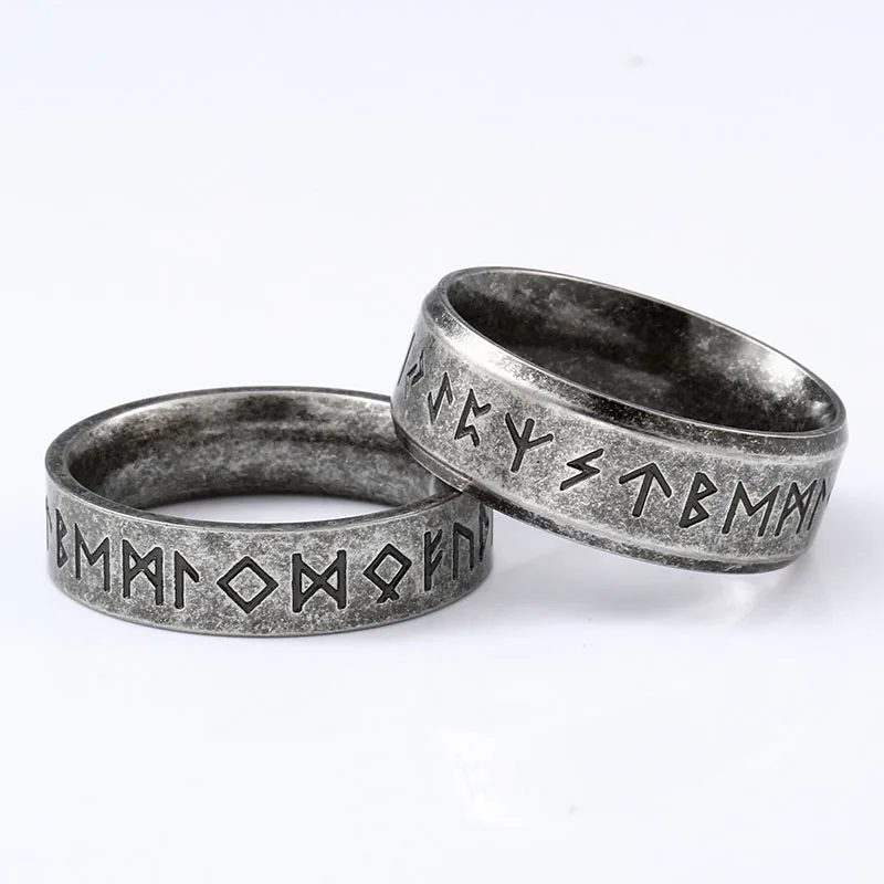 

Stainless steel Odin Norse Viking Amulet Rune MEN Ring fashion words Retro Jewelry