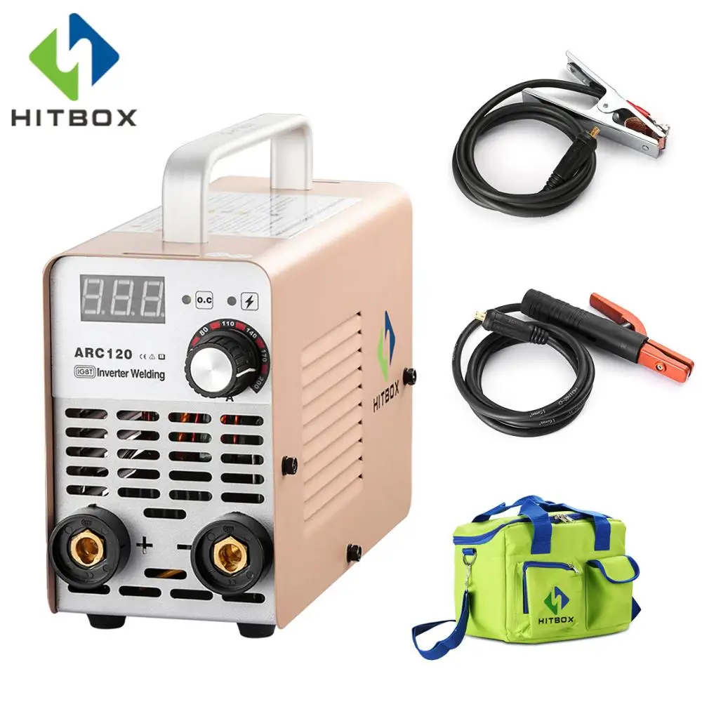 HITBOX инверторный дуговой сварочный аппарат, мини дуговой сварочный аппарат 220 В, малый размер, сварочный аппарат ARC120 для домашнего использования, 120A MMA сварочный аппарат