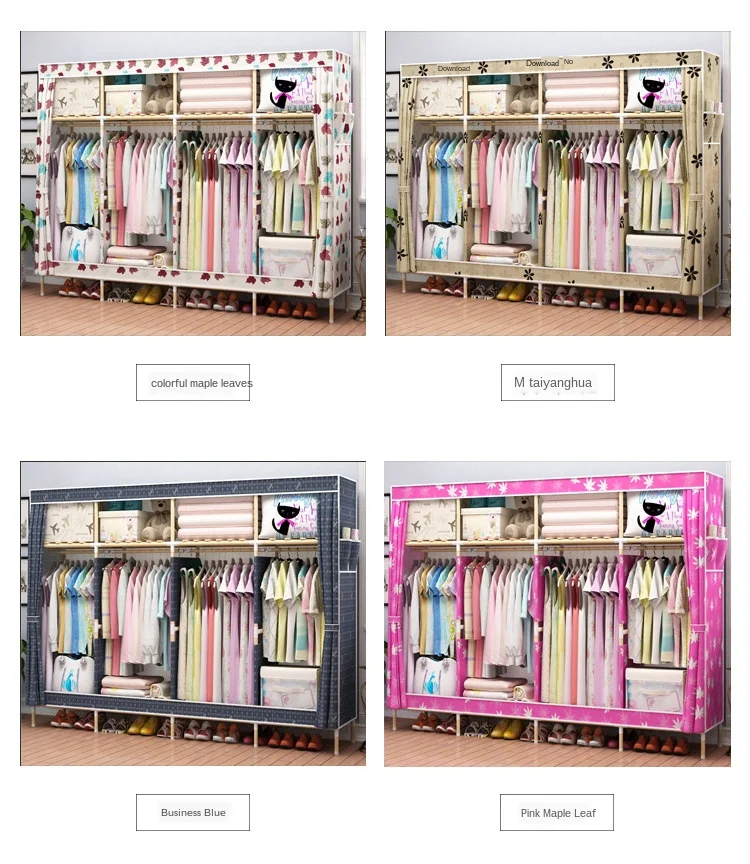 Оксфордская Тканевый твердый деревянный шкаф для хранения шифоньер простой