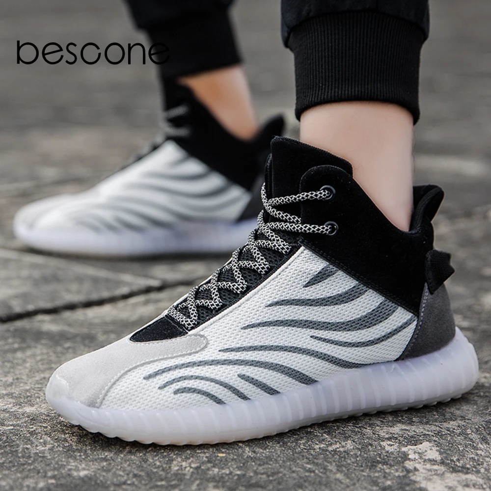 BESCONE/модные мужские сникеры в полоску с дышащей сеткой для тенниса спорта бега