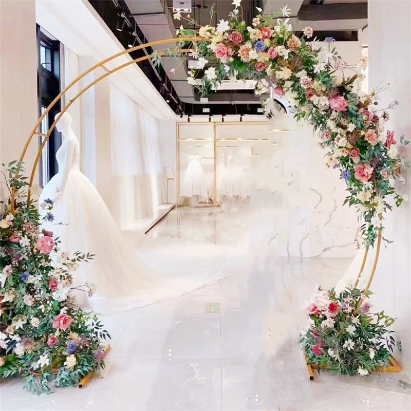 Estante Circular de hierro para decoraci&oacute;n de bodas, accesorios de fiesta de boda, doble arco, 2,4 M/2M-0