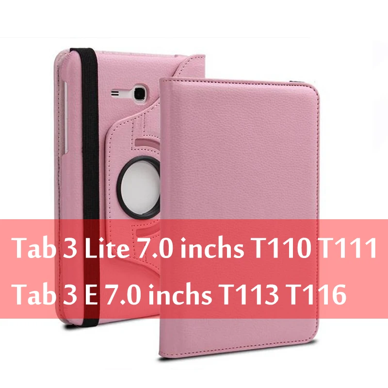 Pink Чехол для планшета samsung Galaxy Tab 3 Lite " SM-T110 T111 Tab E 7,0" SM-T113 T116, вращающийся на 360 градусов, кожаный чехол-книжка Funda Capa - Цвет: Pink