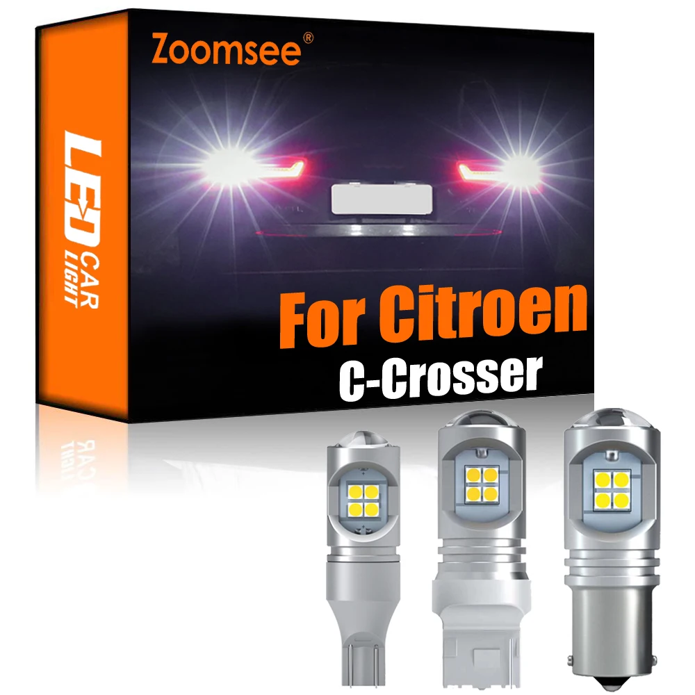 

Zoomsee; Комплект из 2 предметов, белая обратный светодиодный для Citroen C-Crosser 2007-2020 Canbus внешний резервный без ошибок задние лампы светильник лампа...