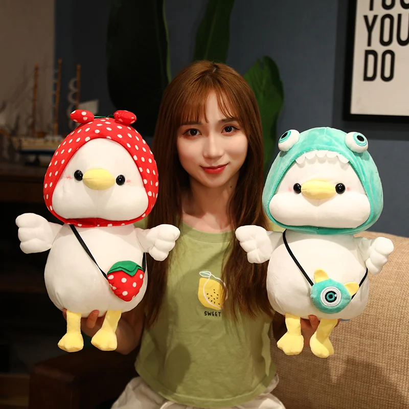 

25-40CM Poulet mignon Chicken Transformed into Chicken Cosplay Dinosaur Strawberry Plush Stuffed Animal Toy Pillow Holiday Gifts