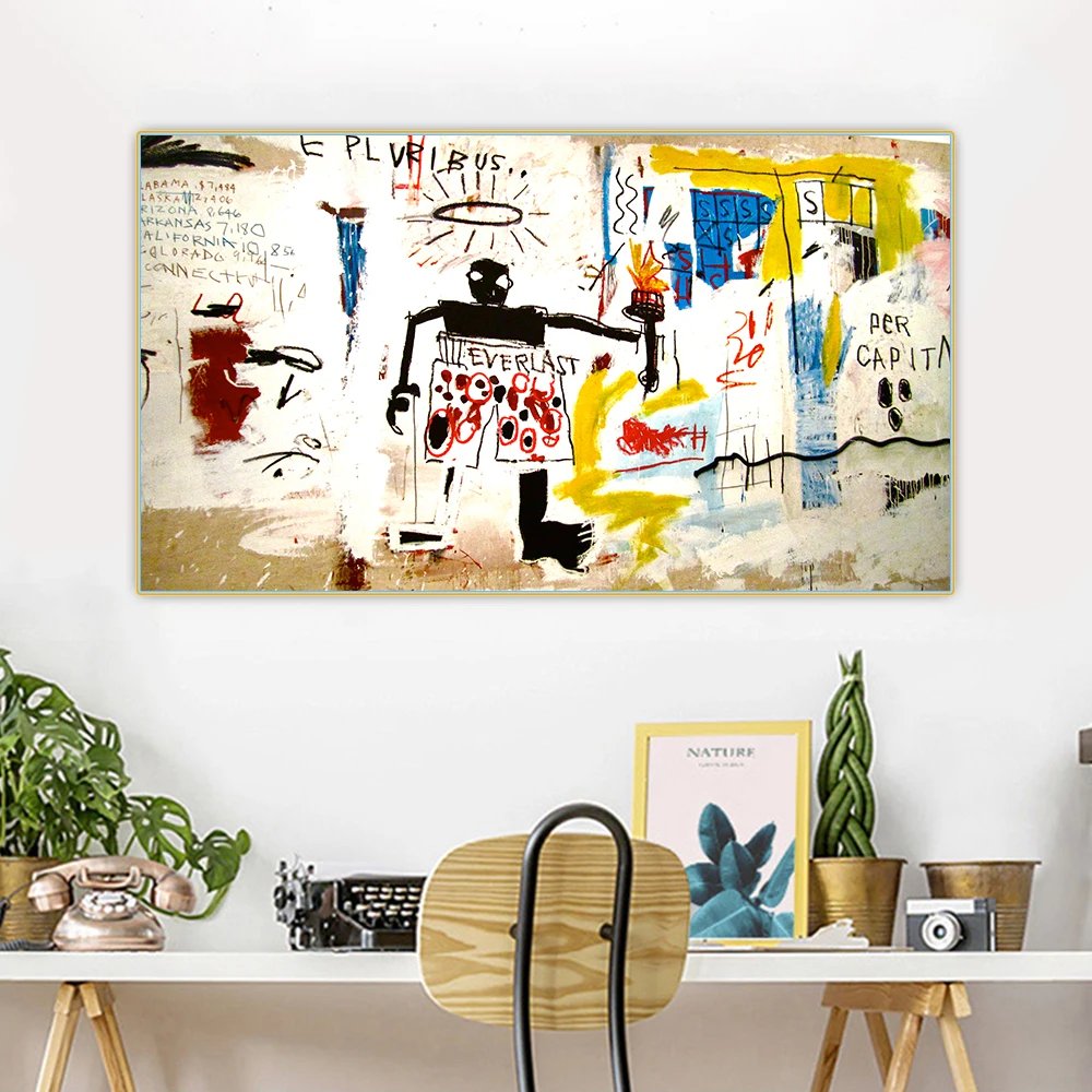 Citon Jean Мишель Basquiat 》 для душевой граффити Искусство Холст масляная живопись