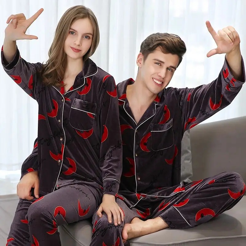 Women's Button Down Pajama Pants Set V Neck Long Sleeve Pajamas Soft Velvet Pajama Set S-XXXL