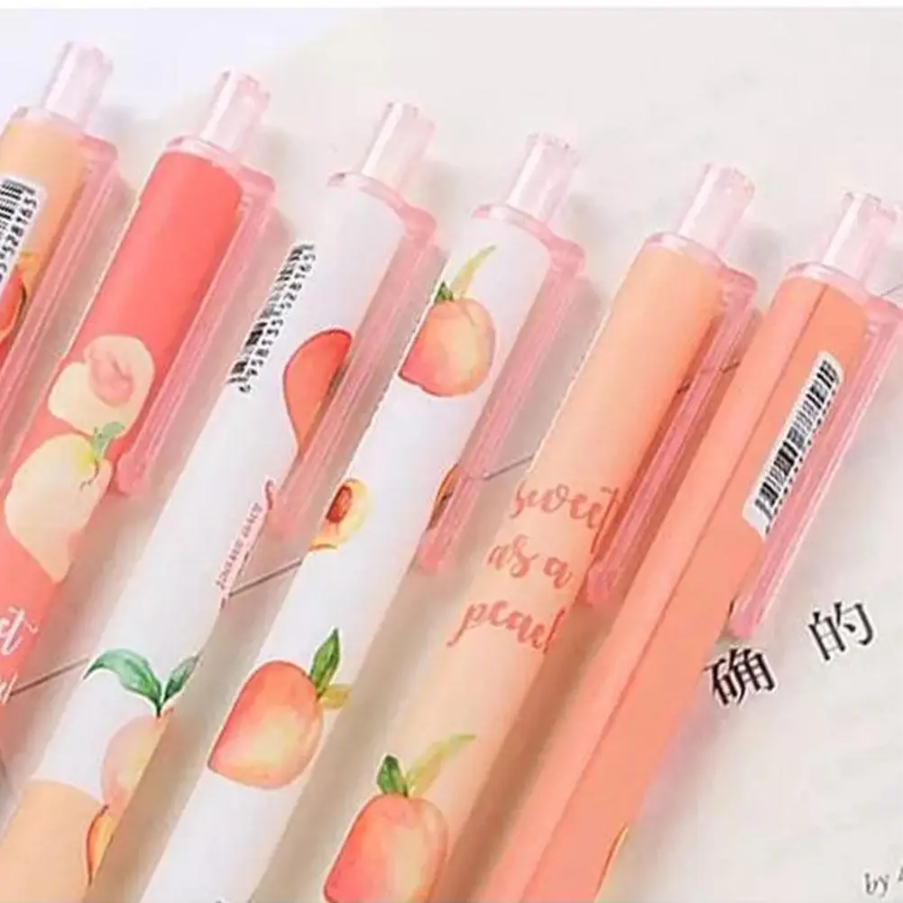 

1PC Peach Gel Pen Korean Stationery Kawaii Pens Office Writing Cute Novelty Gel Stationary Cute Supplies Pen Pens Accessori S9Y1
