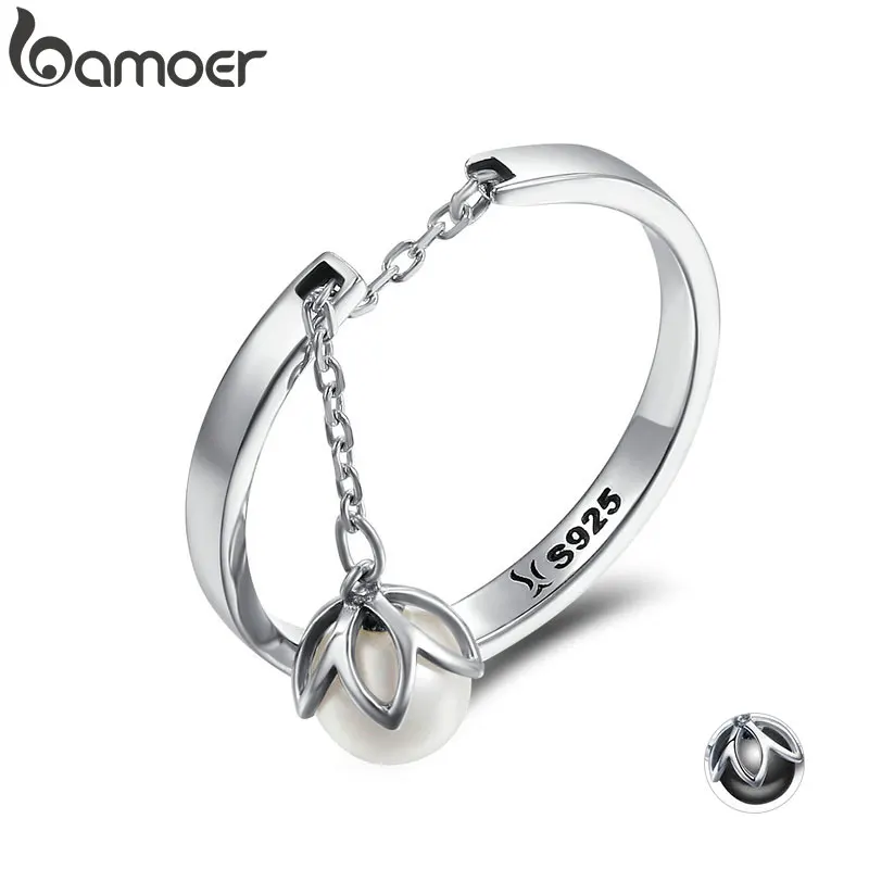 BAMOER, настоящее 925 пробы, серебряные, слезы цветов, болтаются, открытые, кольца на палец для женщин, роскошные ювелирные изделия из стерлингового серебра SCR165