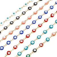 1 pc stainless steel religious necklace round evil eye gold plated multicolor enamel fashion jewelry for women 50cm long
