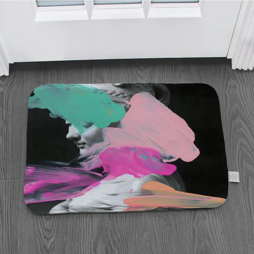 Нескользящий флисовый ковер в стиле ретро с абстрактным рисунком для входа