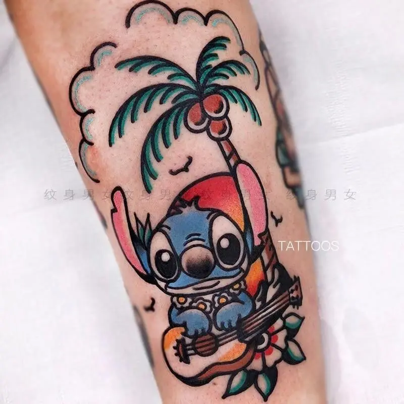 

Disney Stitch Tattoo Sticker Cute Flower Arm Funny Tattoo Sticker Waterproof Lasting Simulation Anti-sweat Sticker